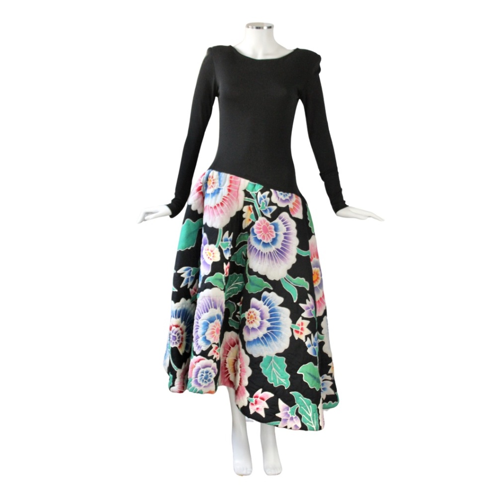 Early 1990s Bob Mackie Gown with Quilted Floral Skirt - Vintage Size 10